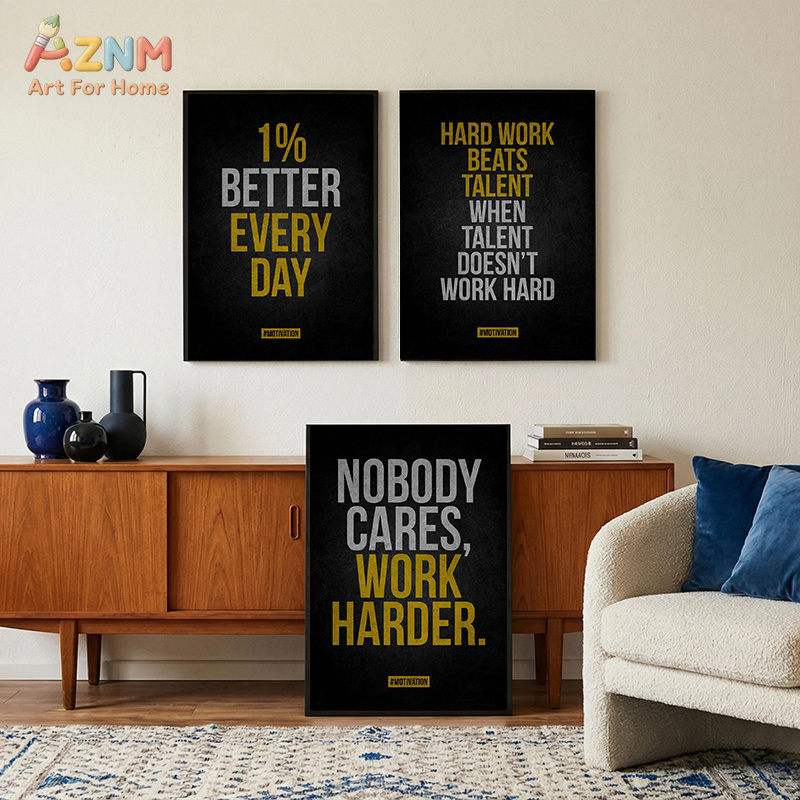 Home Gym Gold - AZNM – toile décorative avec citation
