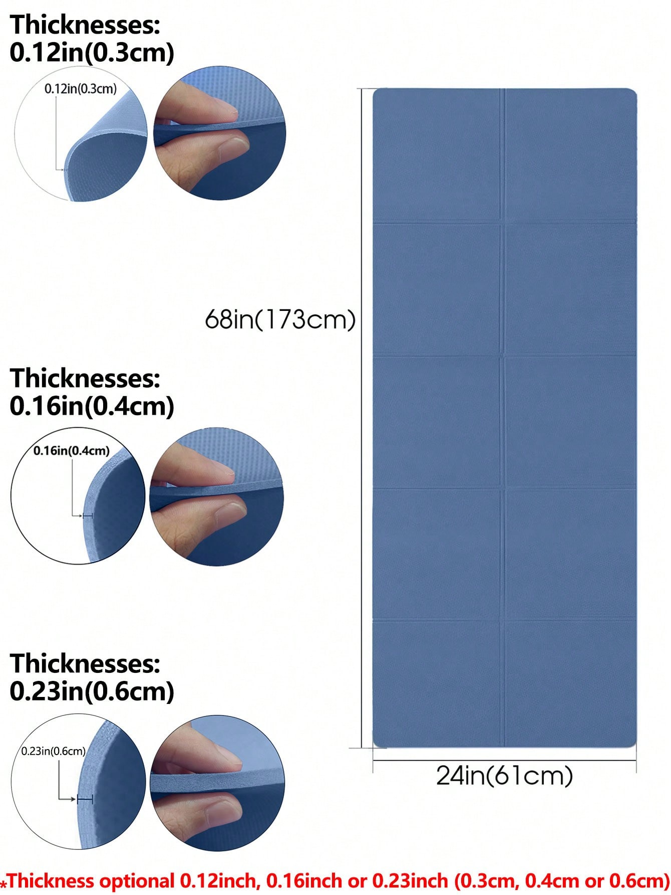 Tapis de yoga pliable bleu fon - Home Gym Yoga Mat avis et prix