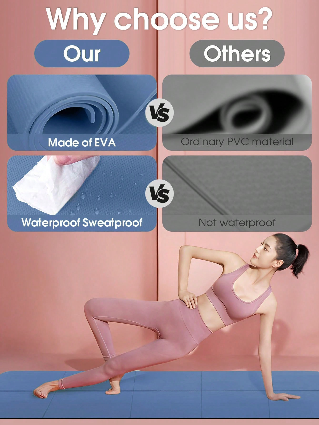 Tapis de yoga pliable bleu fon - Home Gym Yoga Mat avis et prix